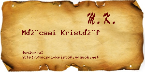 Mácsai Kristóf névjegykártya