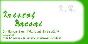 kristof macsai business card